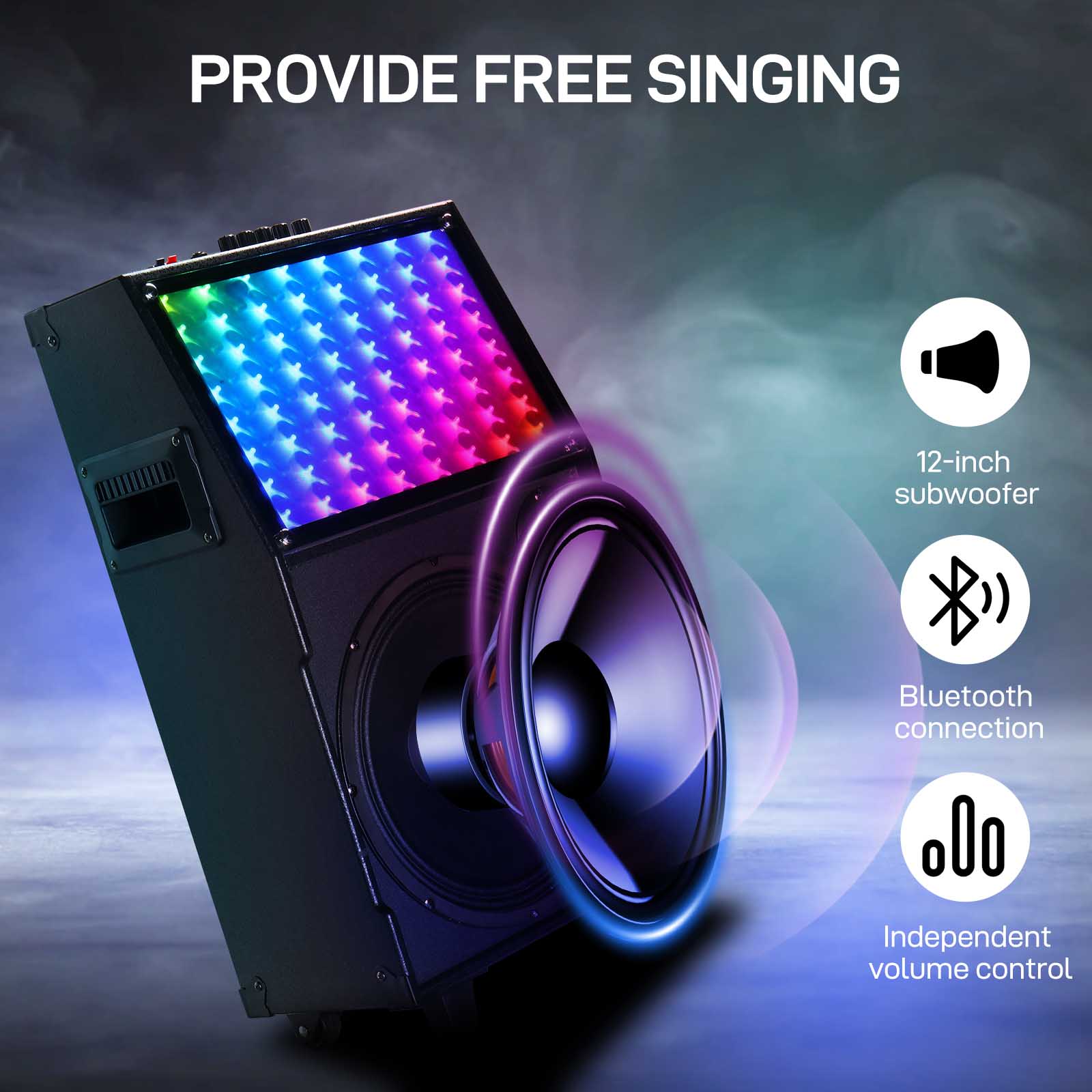 12in 60W LED Spectrum Light Bluetooth Remote Control Rod Speaker - 5 - CJ