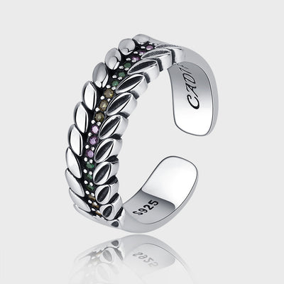 S925 Sterling Silver Color Diamond Colorful Zircon Ear Of Wheat Ring - 4 - https://x.com/titan_prim62775J