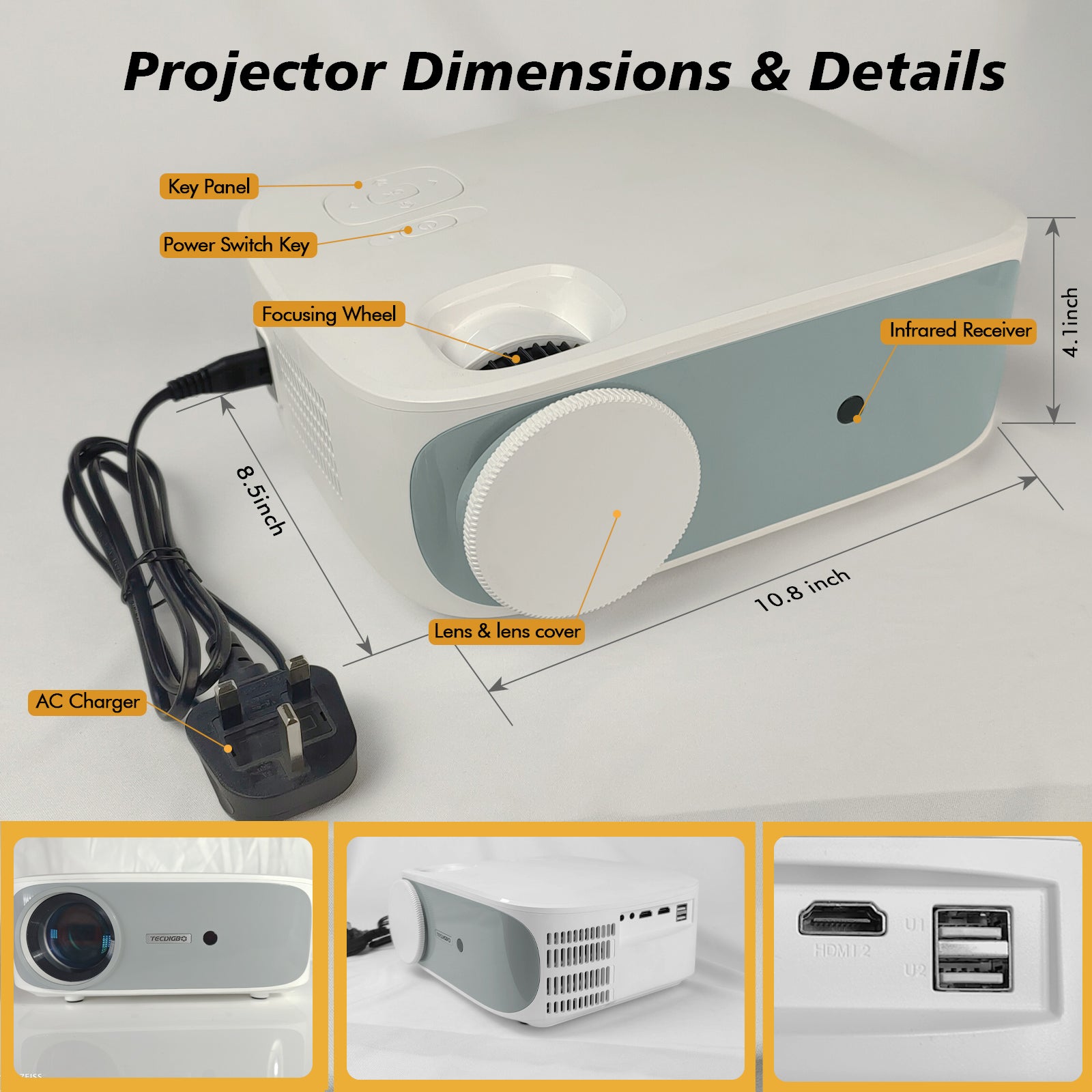 4K 5G Bluetooth Projector  4D Keystone Correction Native 1080P Full HD Outdoor Movie Projector For Smart Phone Laptop PC DVD TV PS4 - 5 - CJ