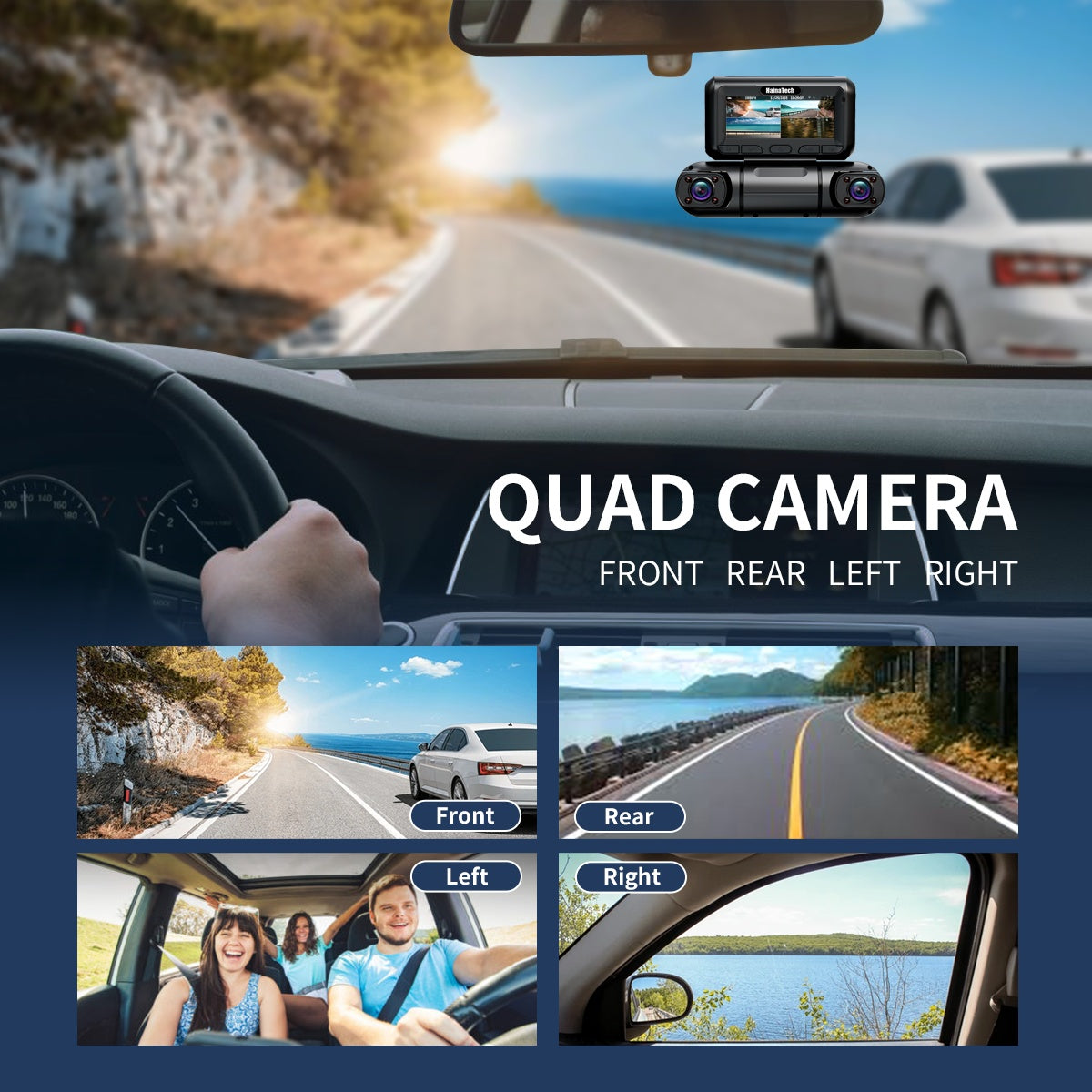 Hainatech 360 Degree View 4 Channel Dash Cam Front And Rear Inside Left Right, Dash Camera For Cars, Built - in GPS WiFi Night Vision, 24  7 Recording Parking Mode Monitor, Free 128G Card - 4 - CJ
