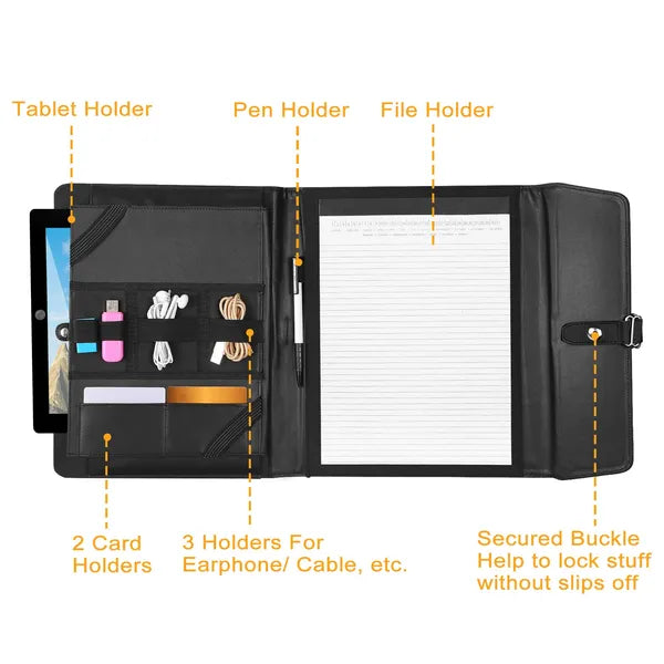 Padfolio Portfolio Folder Business Document Organizer PU Leather Padfolio Holder Case - 5 - CJ