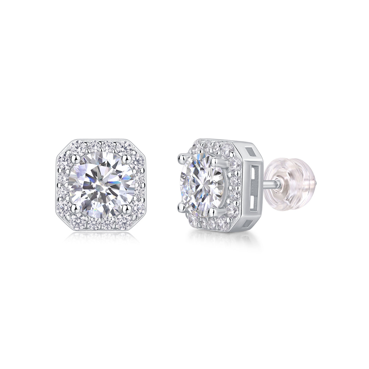1Heart Rose Luxury Fashion Diamond Earrings Stud Set With Mosan Diamond Silver Ornaments Prohibit TikTok sales - 5 - CJ