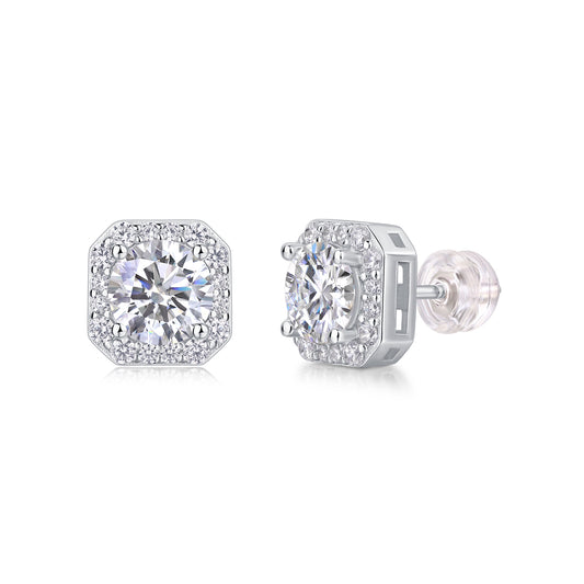 1Heart Rose Luxury Fashion Diamond Earrings Stud Set With Mosan Diamond Silver Ornaments Prohibit TikTok sales - 5 - CJ
