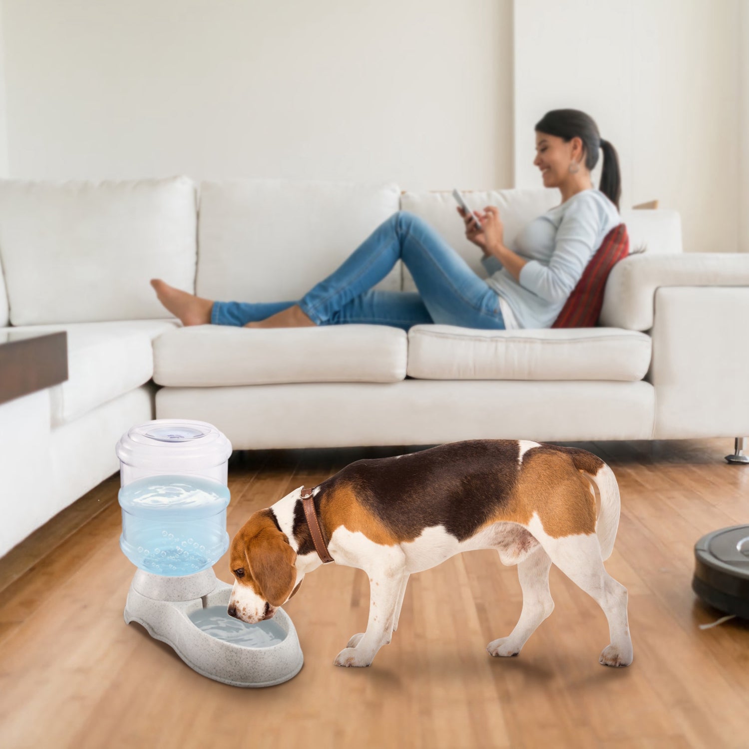 3.5L 1Gal Pet Water Dispenser Self - Dispensing Gravity Pets Water Feeder Automatic Pet Waterer Cat Dog - 5 - CJ