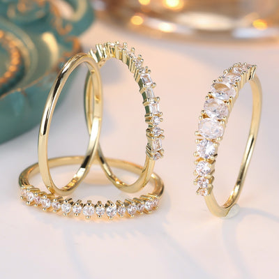 Round Color Zirconium Four - piece Ring - 0 - CJ