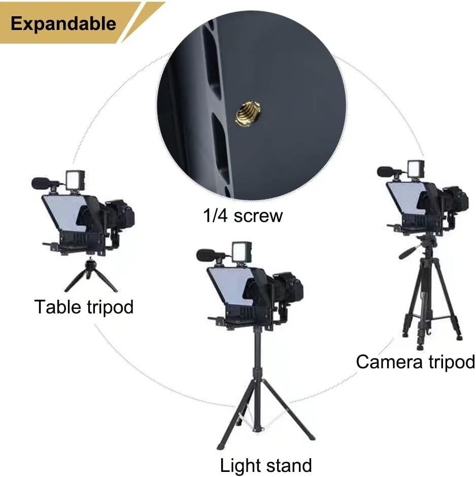 Portable Smartphone SLR Camera Teleprompter With Mobile Phone Holder Remote Control Video Recording Live Interview Stage Speech Video Production Tool