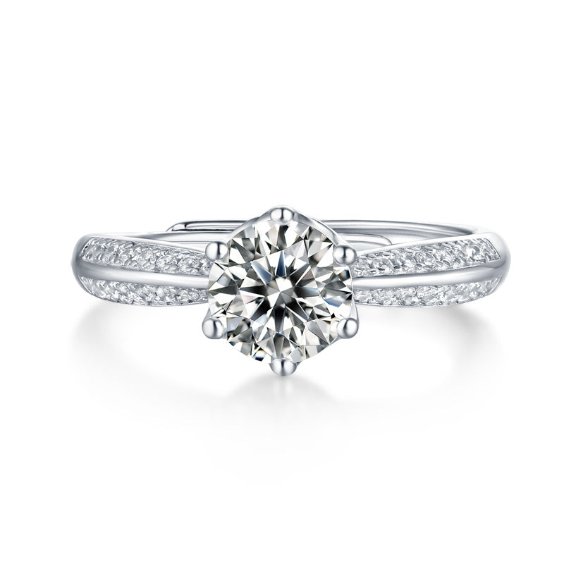 Moissanite Diamond Wedding Ring Luxury Fashion Silver Ring