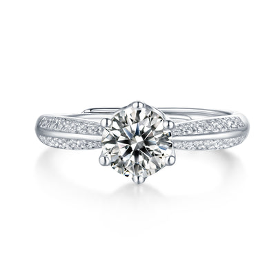 1Moissanite Diamond Wedding Ring Luxury Fashion Silver Ring Prohibit TikTok sales - 5 - CJ