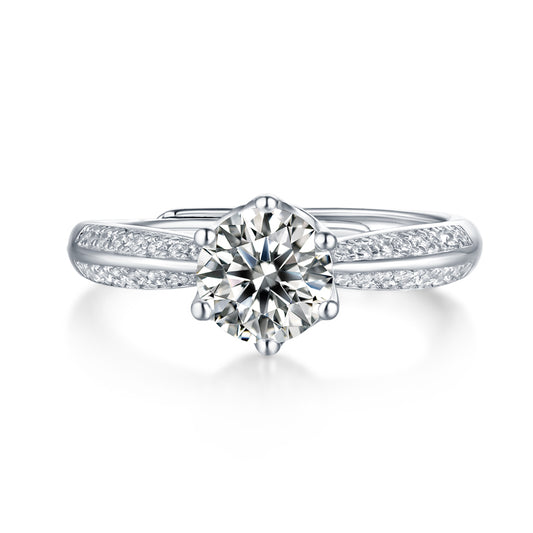 1Moissanite Diamond Wedding Ring Luxury Fashion Silver Ring Prohibit TikTok sales - 5 - CJ