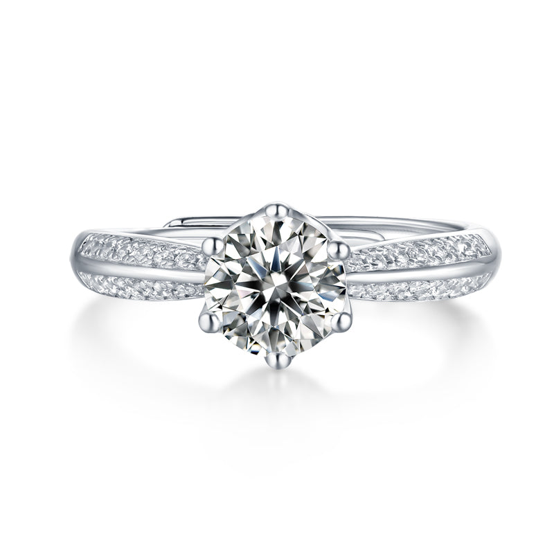 1Moissanite Diamond Wedding Ring Luxury Fashion Silver Ring Prohibit TikTok sales - 5 - CJ