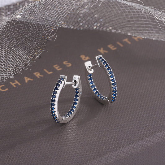 S925 Sterling Silver Small Group European And American Zircon Earrings For Women Simple And Cool - 4 - CJ