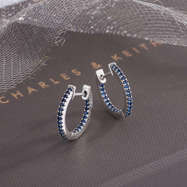 S925 Sterling Silver Small Group European And American Zircon Earrings For Women Simple And Cool - 4 - CJ