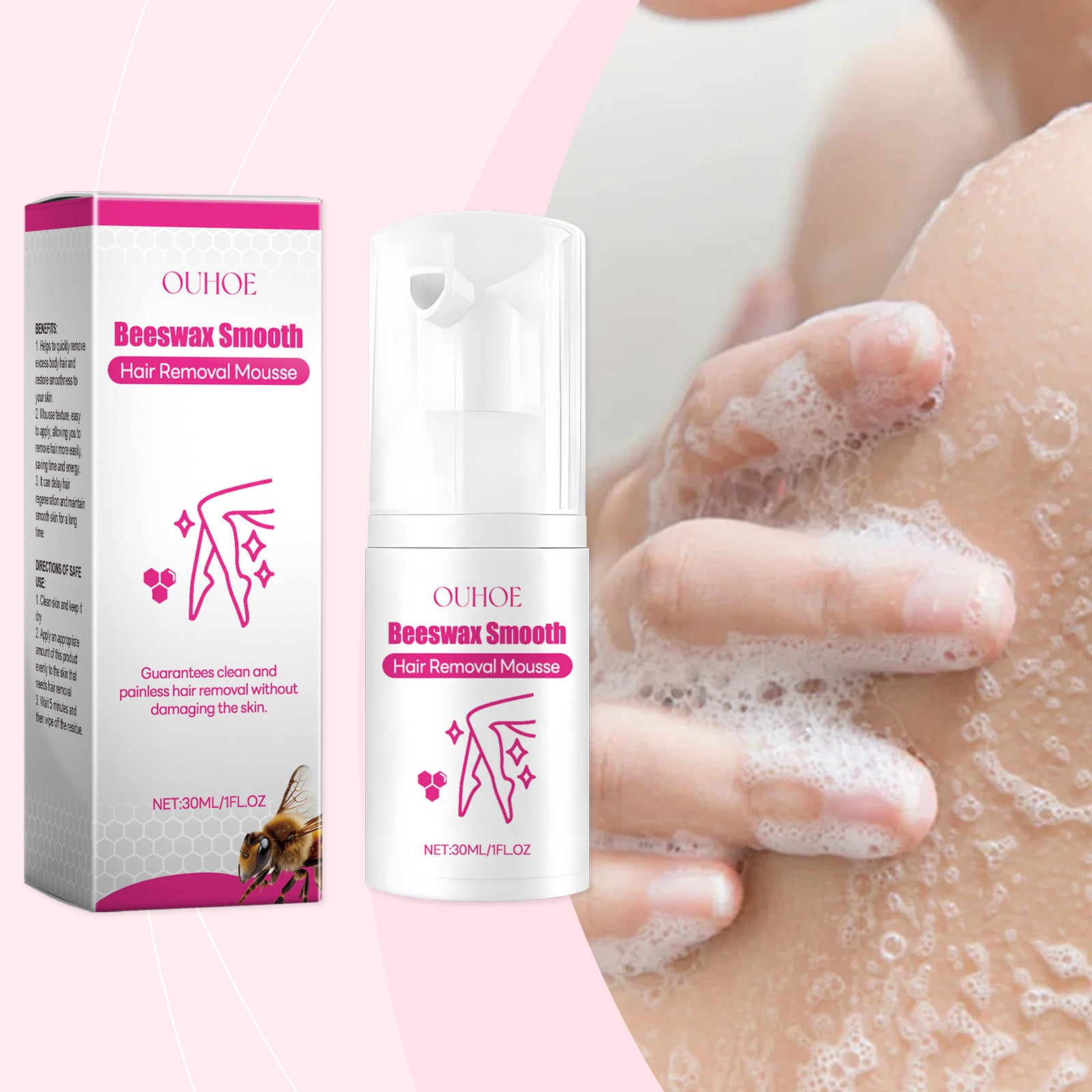 OUHOE Gentle Depilatory Mousse Gentle Depilatory Body Hair Removal Refreshing Silky Skin Care Foam Mousse - 5 - CJ