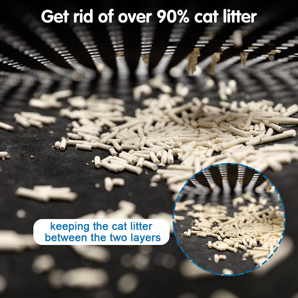 Double Rice Grain Cat Litter Mat, Cat Litter Cleaning Pad, Cat Litter Box Mat, Splash Guard Filter Mat - 5 - CJ