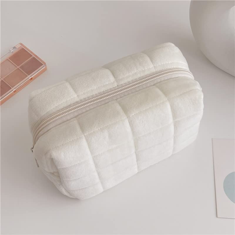 Plush Makeup Bag Checkered Cosmetic Bag Cosmetic Travel Bag Large Zipper Travel Toiletry Bag Portable Multi Functional Capacity Bag Cute Makeup Brushes Storage Bag For Women - 5 - CJ