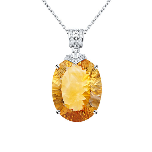 Elegant Natural Topaz Pendant Luxury 925 Silver Necklace Female Collar Chain Valentine's Day Gift For Girlfriend - 4 - CJ