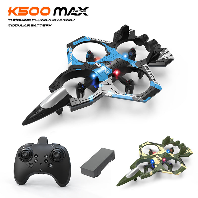 K500 Combat Drone Four-Channel Hovering Quadcopter With Altitude Hold, Flip Stunts, And Remote Control Lighting Plane