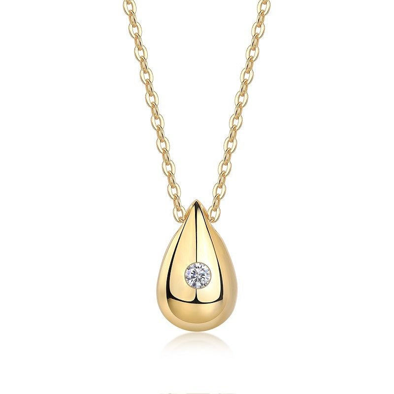 Dreamy Water Drop - A Trendy Diamond Jewelry Necklace Pendant Set With 1-carat Moissanite S925 Sterling Silver And Gold Plating