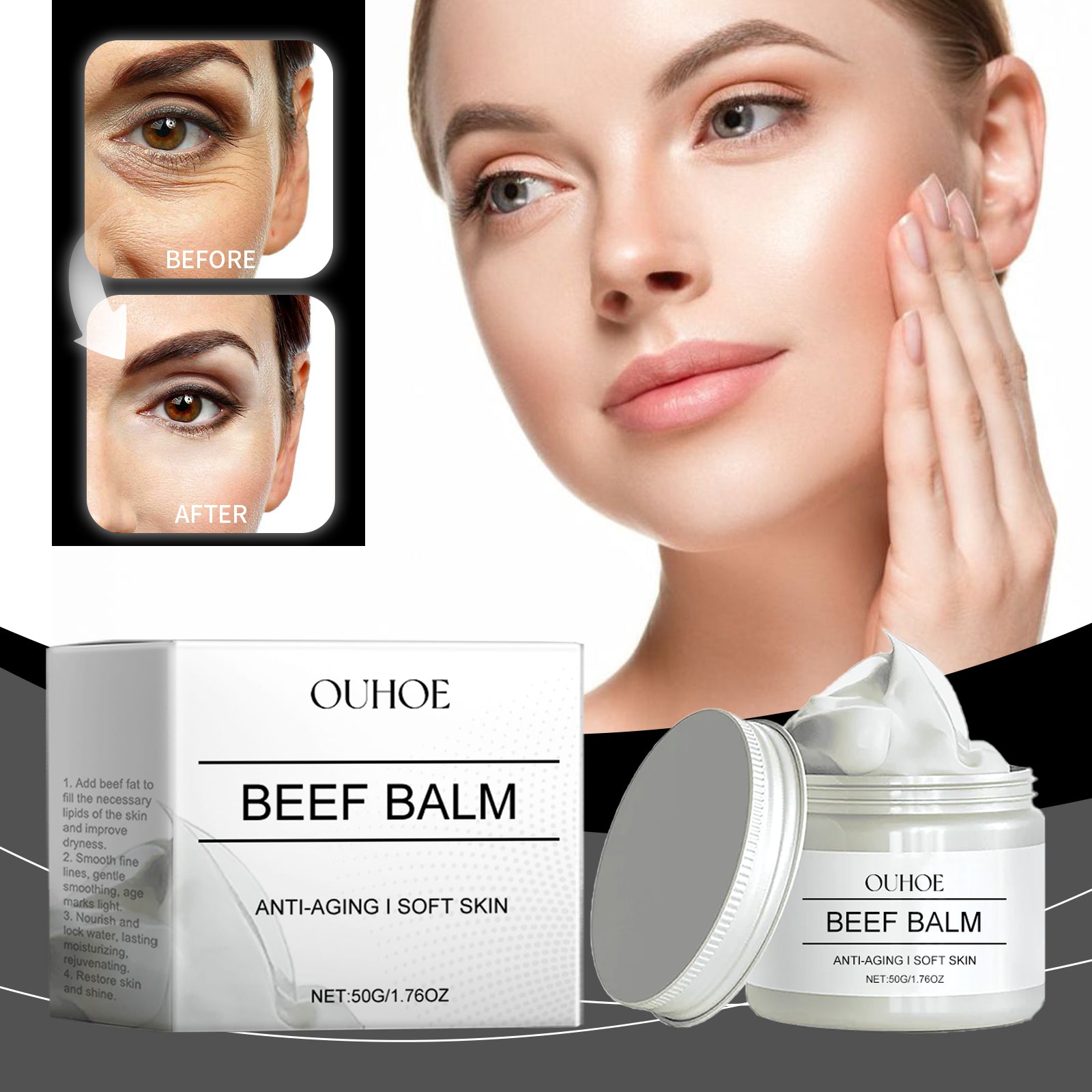 OUHOE Beef Balm, Fade Spots Deep Clean Hydrating Refreshing Skin Gentle Cream - 5 - CJ