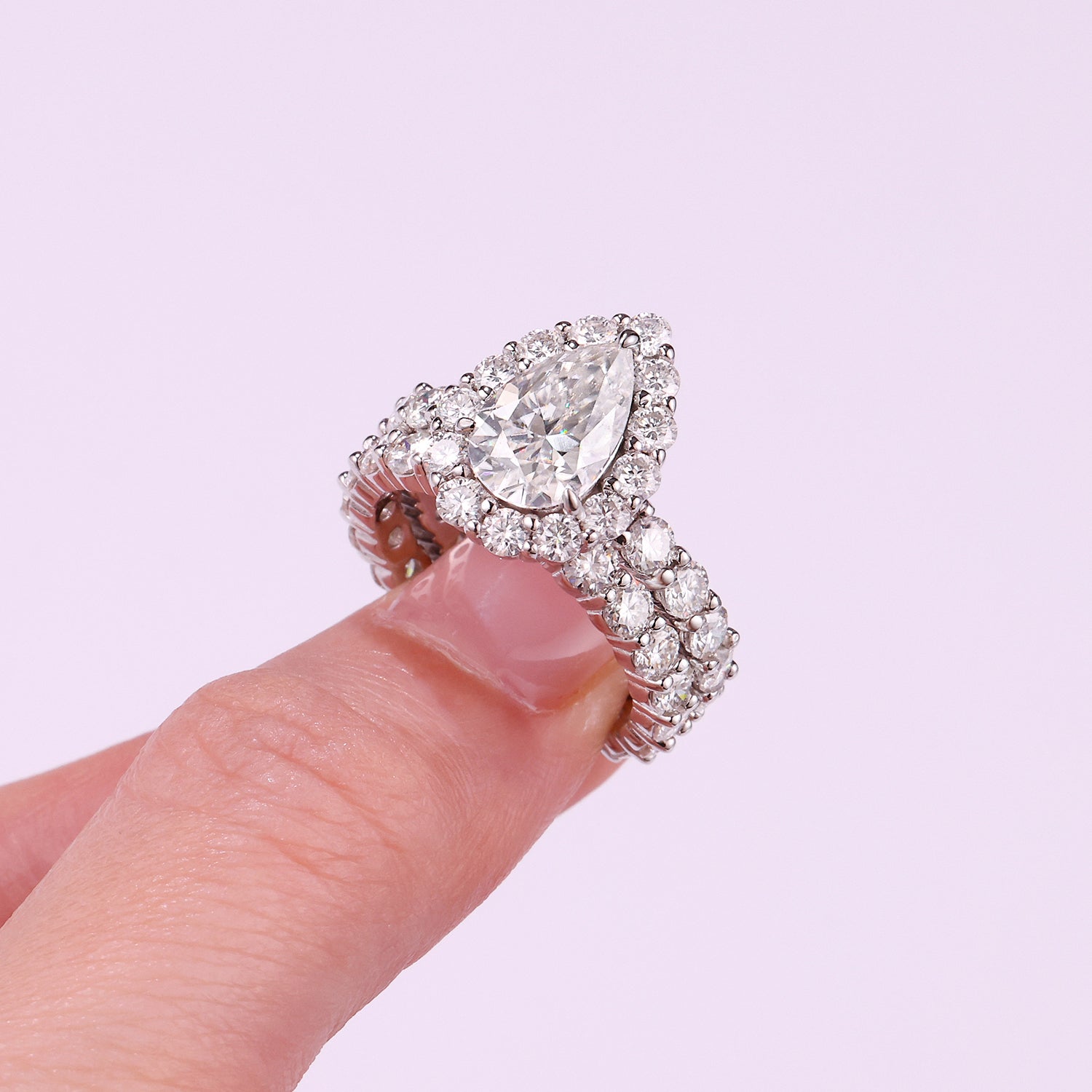 1Devoted Dew - Fashionable Men’s And Women’s Ring And Ring Jewelry Set With Moissanite S925 Sterling Silver And Platinum-plated Diamond. Prohibit TikTok sales