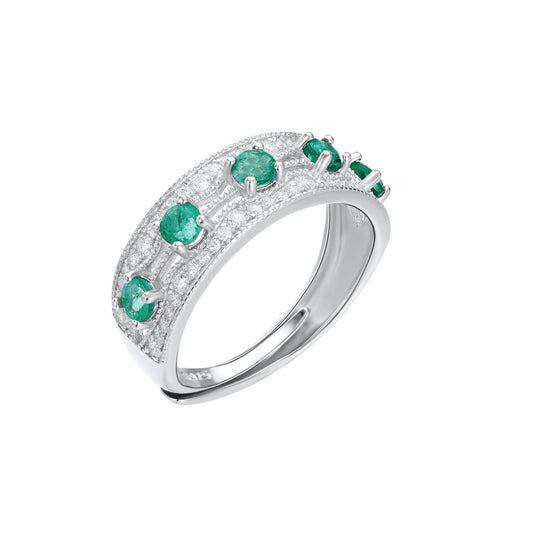 Light And Extravagant Style, Small Design Sense, Emerald Row Ring - 4 - CJ