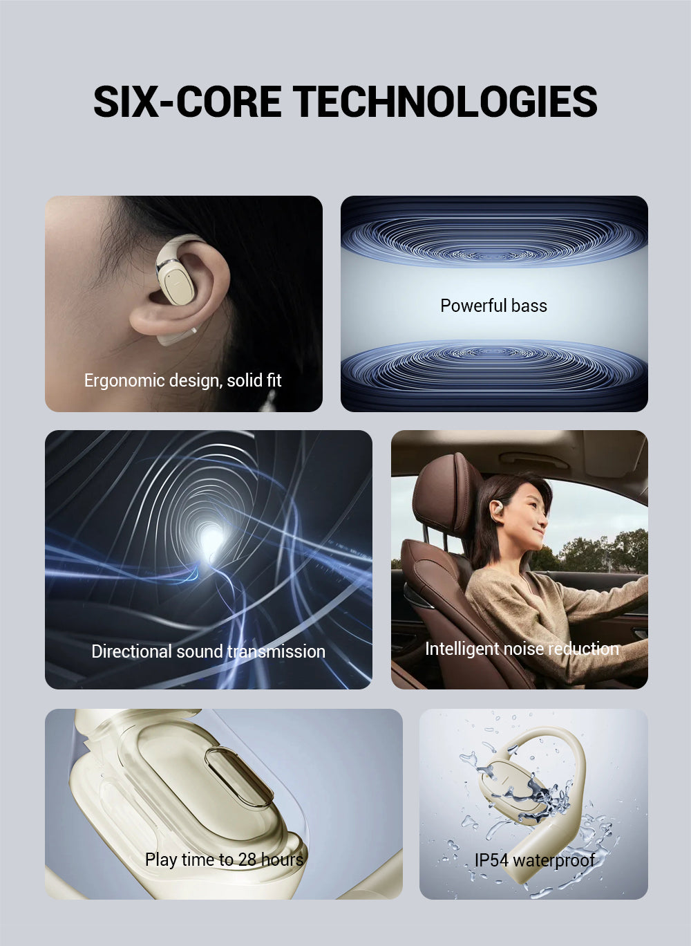 OWS Open - ear Headphones, 5.3 Wireless Earbuds, High - fidelity Stereo Wireless Headphones, 8 - hour Playtime Sports Earbuds, With LED Digital Battery Display Charging Case, Perfect For Work, Workouts - 5 - CJ