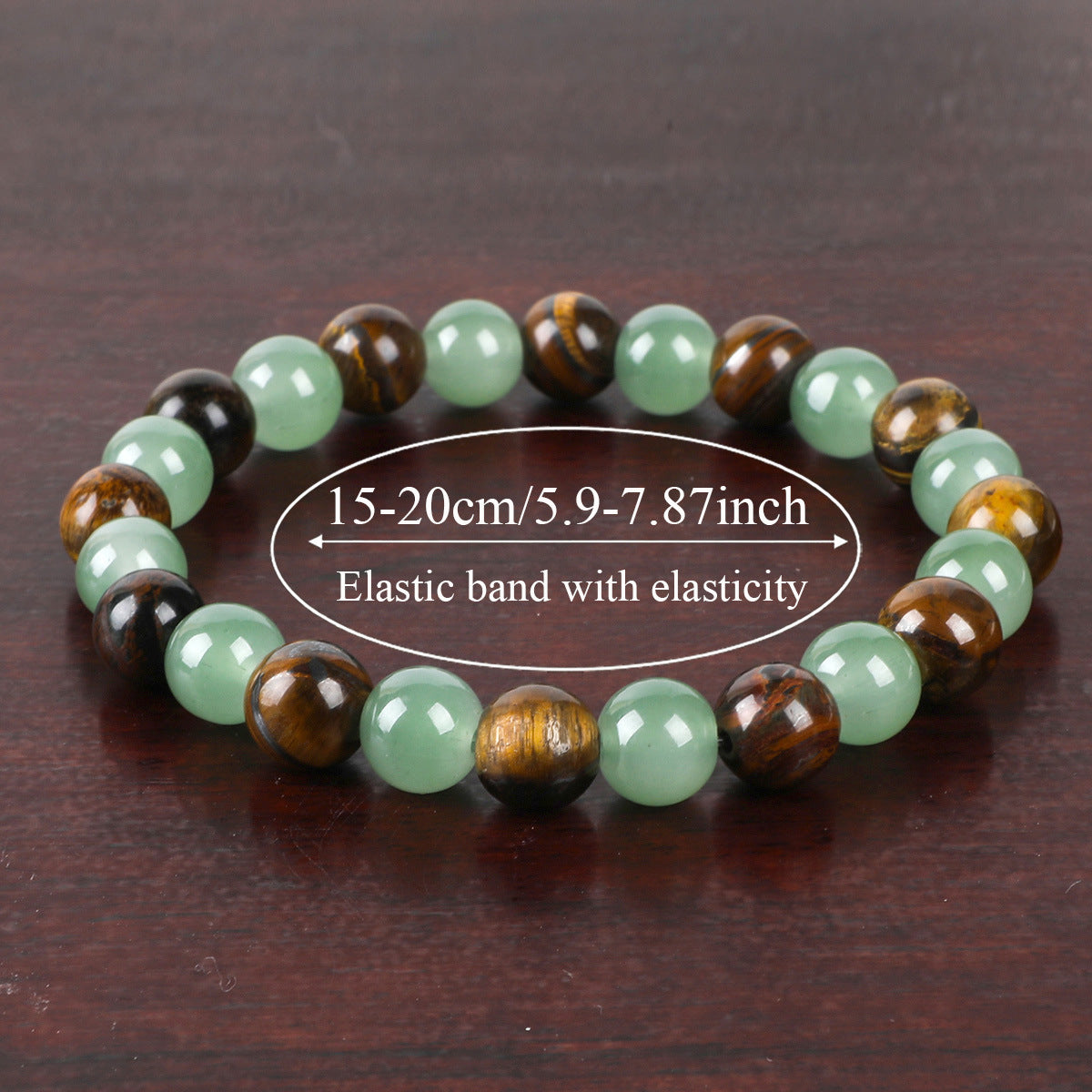 Natural Tiger Eye & Green Jade Bracelet For Abundance Handcrafted Beads For Energy & Style Adults Money & Success - 5 - CJ