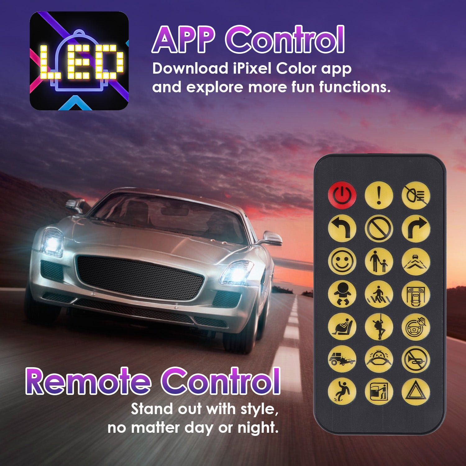 2Pack 16x96 Matrix Devil Eyes Lights For Car Ultra - thin Programmable LED Car Signs With APP Remote Control DIY Design Text Patterns Animations - 5 - CJ
