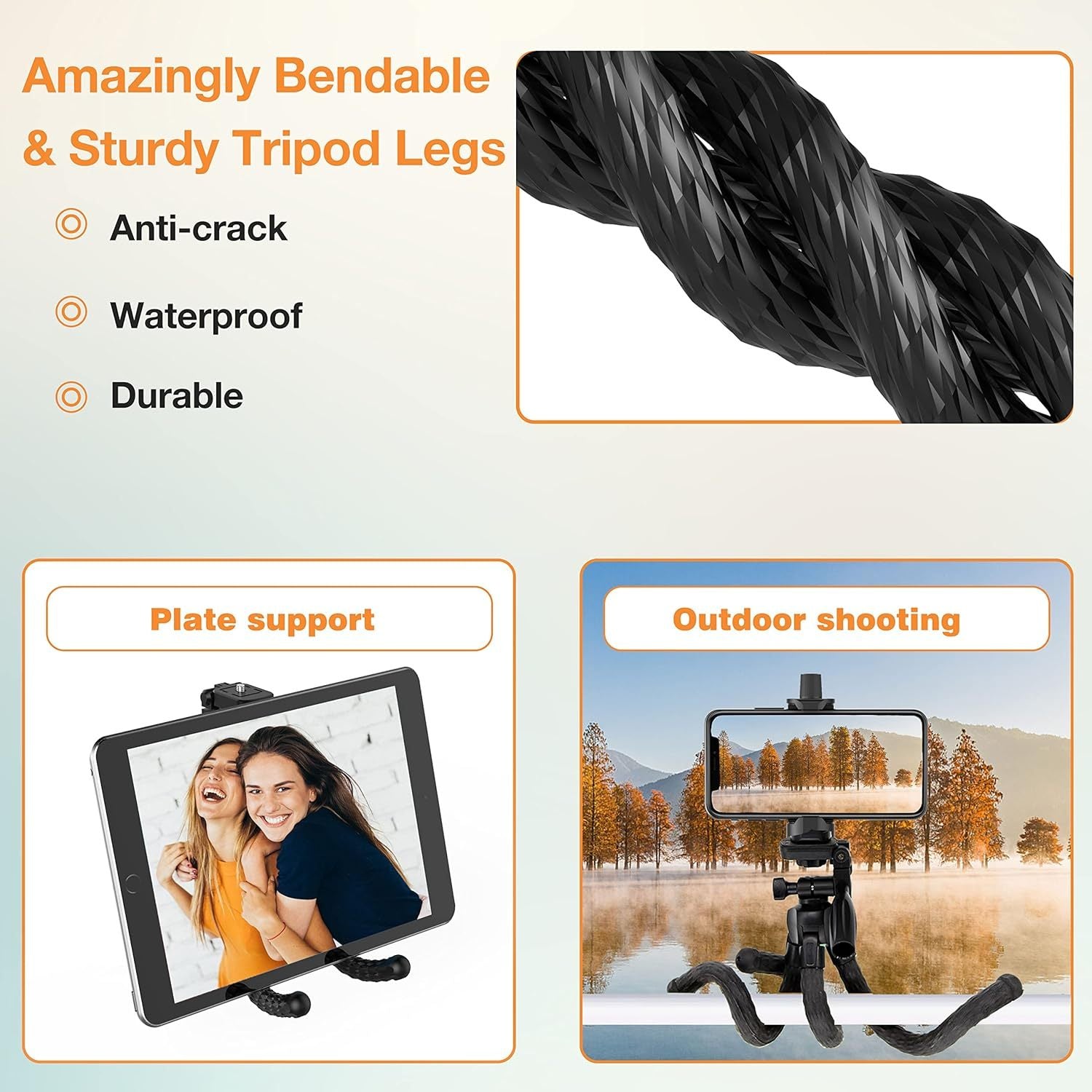 Flexible Phone Tripod Selfie Stick, Octopus Camera Tripod Travel Tripod Flexible Legs For  Android Camera Stick Video Recording Vlog