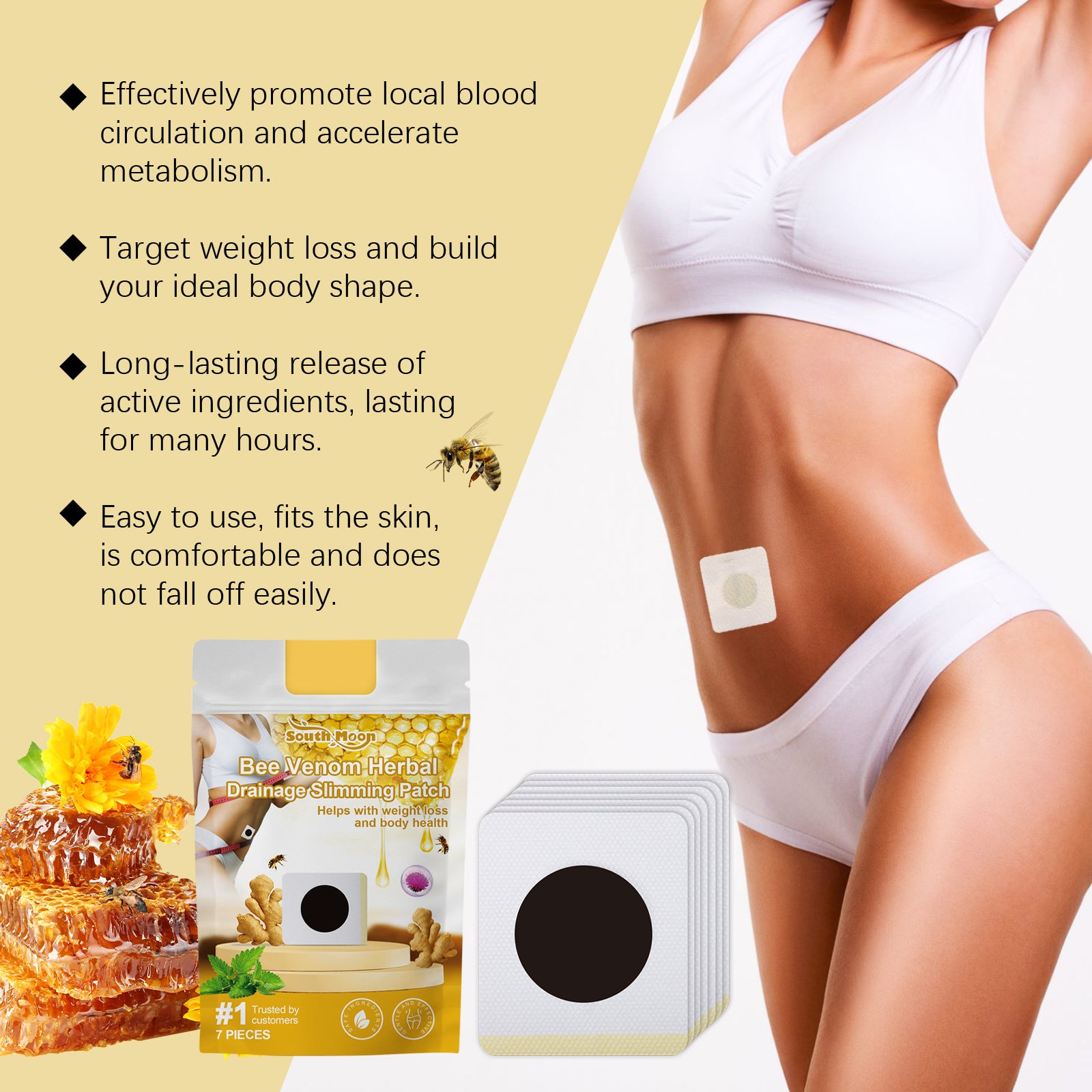 South Moon Bee Venom Shape Slimming Patch, Firming Thighs Bye Bye Meat Belly Slimming Patch - 5 - CJ