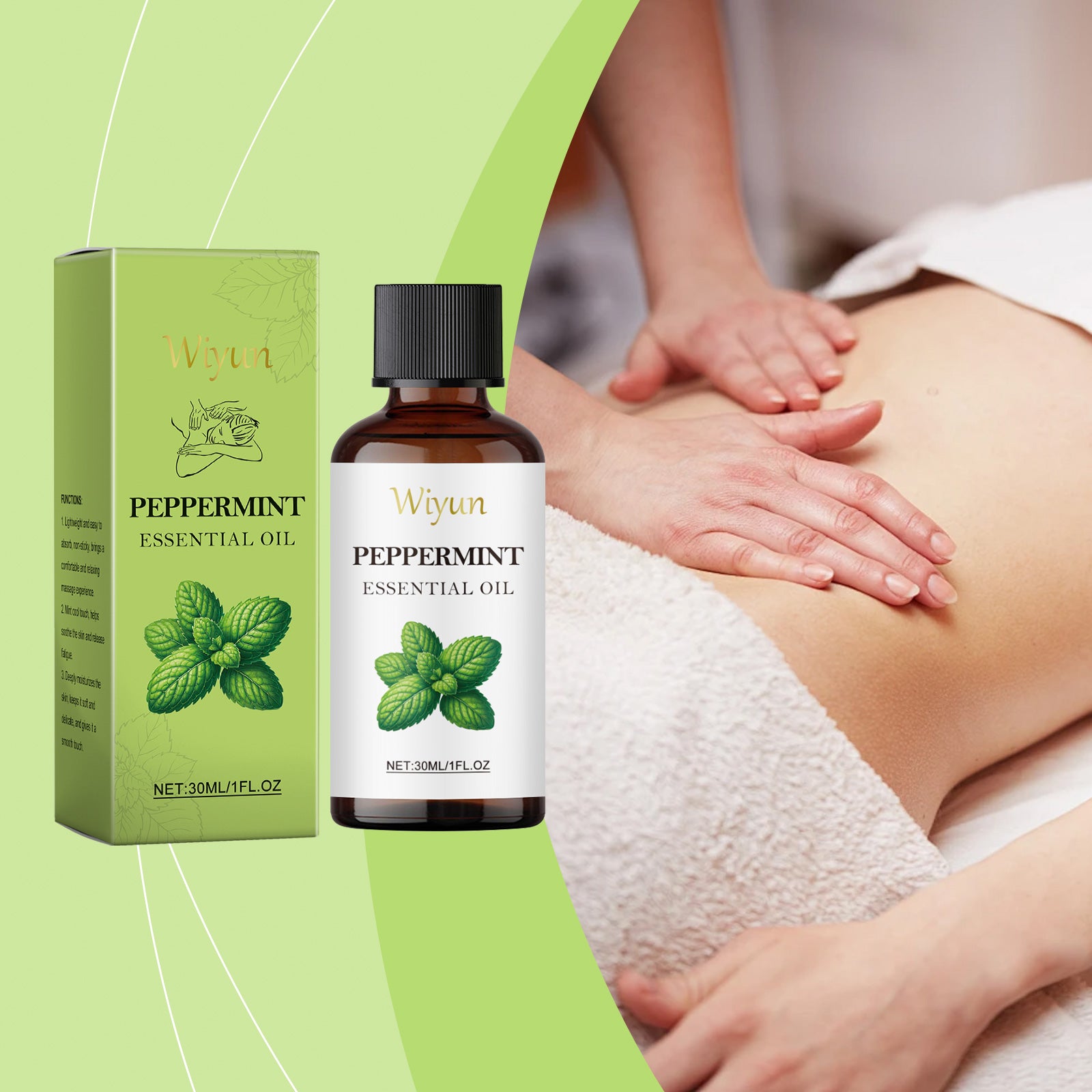 Wiyun Multi - Functional Massage Essential Oil, Moisturizes And Moisturizes The Skin With Delicate Moisturizing And Brightening Mint Cooling Body Oil - 5 - CJ