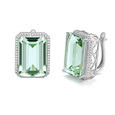 Luxurious And High - grade Natural Green Crystal Earrings, Fashionable Design, S925 Silver - 4 - CJ