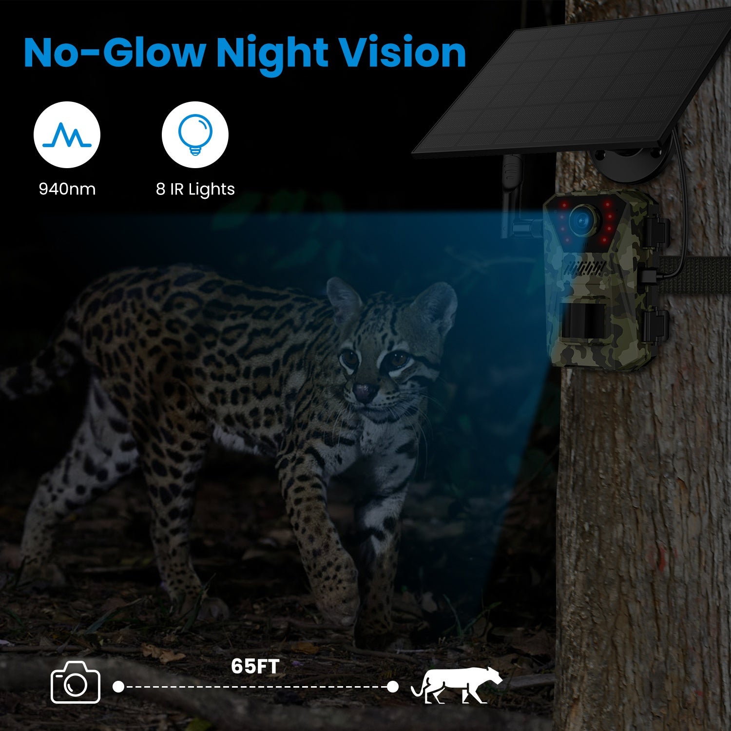 1Pc 4G 4K 30FPS Solar Trail Camera Outdoor Wildlife Camera Motion Activated IP66 Waterproof With 140 Degree Viewing Angle No Glow Night Vision SIM Card APP Control No WiFi Needed - 5 - CJ