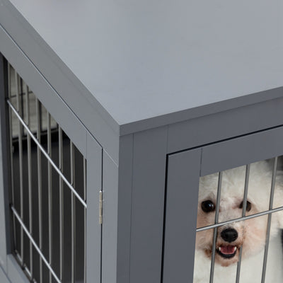 Dog Cage Furniture Metal Indoor Pet Cage Cage, Double Door End Table, Small & Medium Dog House Locks, Grey - 5 - CJ