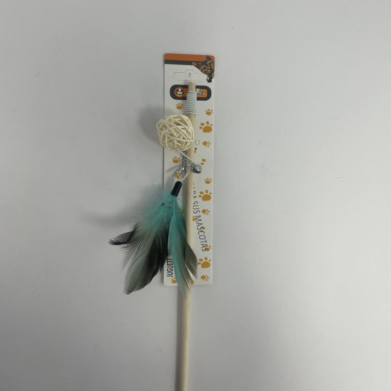 Wooden Rods And Rattan Balls Tease Cat Sticks