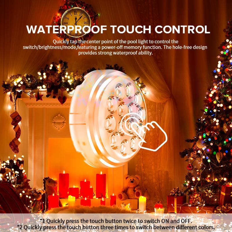 Three-color Upgraded Wireless Charging Pool Landscape Decoration Waterproof Outdoor Diving Color-changing Underwater Spotlight