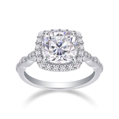 1Gorgeous Square Diamond - Set With Moissan S925 Sterling Silver And Platinum - plated Diamond Ring, Fashionable Diamond Jewelry Prohibit TikTok sales - 5 - CJ