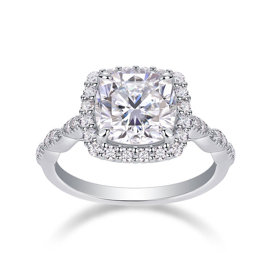 1Gorgeous Square Diamond - Set With Moissan S925 Sterling Silver And Platinum - plated Diamond Ring, Fashionable Diamond Jewelry Prohibit TikTok sales - 5 - CJ