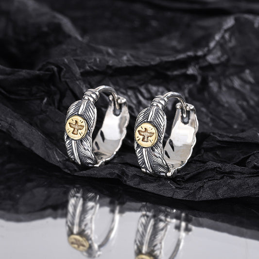 S925 Sterling Silver Heavy Industry Personality Thai Silver Bird Eagle Earring Earrings - 4 - CJ