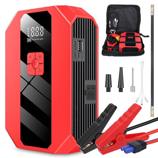 1Pc Portable Car Jump Starter Air Compressor 1500A 400PSI Car Battery Charger Jump Starter Power Bank LED Flashlight Digital Tire Inflator For 4.0L Gasoline Or 2.0L Diesel Engine - 5 - CJ