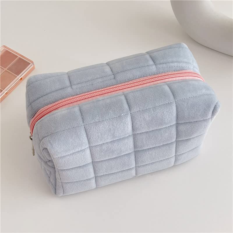 Plush Makeup Bag Checkered Cosmetic Bag Cosmetic Travel Bag Large Zipper Travel Toiletry Bag Portable Multi Functional Capacity Bag Cute Makeup Brushes Storage Bag For Women - 5 - CJ