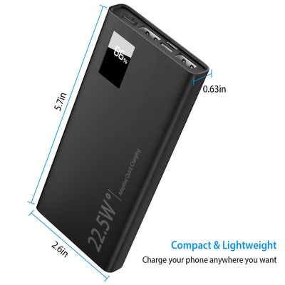 1Pc 1W Mah Power Bank Portable Charger External Battery Pack 22.5W Super Fast Charging PD QC 3.0 With LED Display Fit For IOS Phone - 5 - CJ