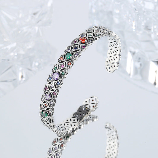 S925 Sterling Silver Totem Bracelet Designed By Minority Antique Hollow Pattern - 4 - CJ