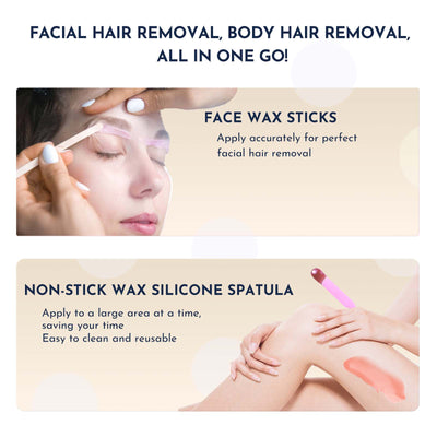 Waxing Kit WUWUVISTA 23 Items Hair Removal Wax Kit With Wax Warmer Waxing Beads For Face, Brazilian, Full Body, Bikini, Sensitiive Skin  Skin Suitable For Plugs Of American, European Specification - 5.0 - CJ