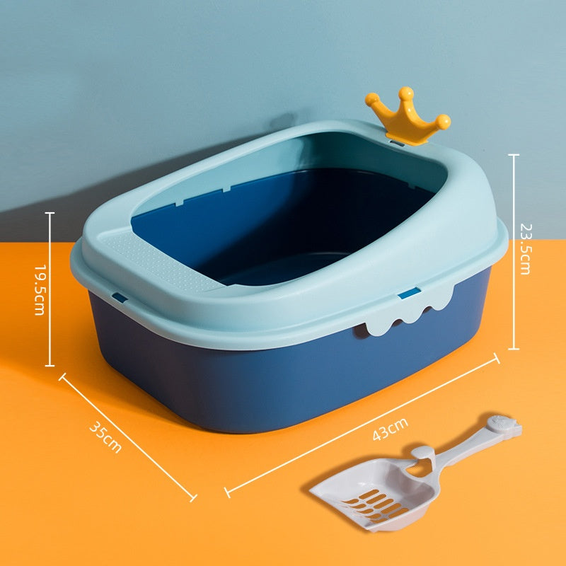 Crown Litter Box Oversized Full Semi - enclosed - 0 - CJ - Fresh Blue Small Size - Extra Large Space - CJYD194357601AZ