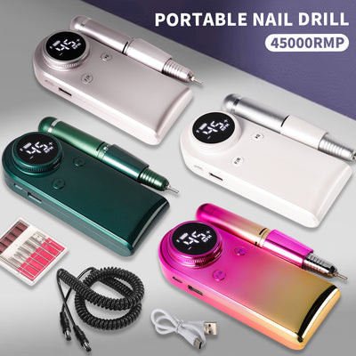 45000RPM Professional Nail Drills Kit With 6 Drill Bits, Portable Electric Nail Drill For Acrylic Nails Gel Polishing Removing, Rechargeable Nail File Machine For Manicure Pedicure Salon Home - 5 - CJ