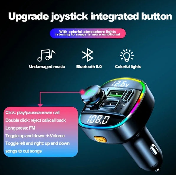 Bluetooth 5.0 Car Wireless FM Transmitter Adapter USB PD Charger AUX Hands - Free - 5 - cjdropshipping