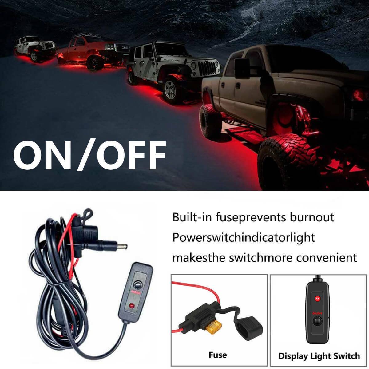 6x Car Underglow Neon Accent Strip Lights Kit RGB Million Multi - Color Music Lamp - 5 - CJ