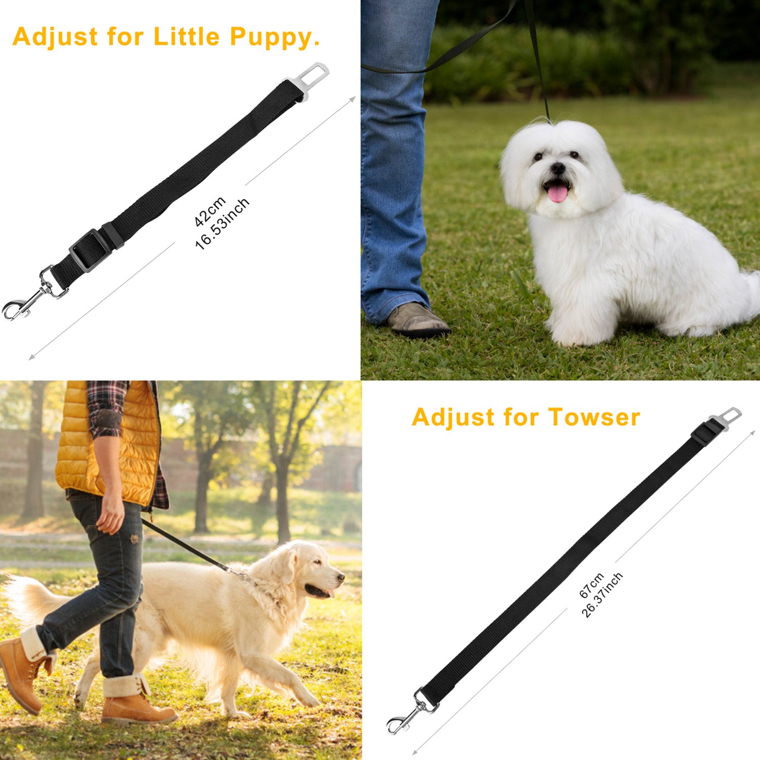 2Pcs Pet Dog Seat Belt Leash Adjustable Pet Dog Cat Safety Leads Harness Car Vehicle Nylon Fabric Seatbelt Strap - 5 - CJ