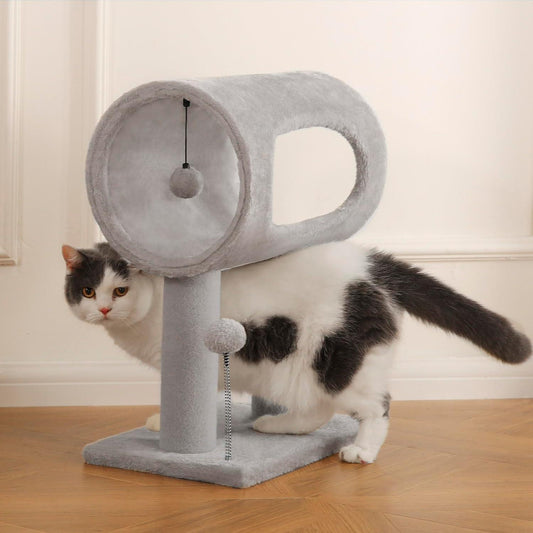 Gray Indoor Cat Tree With Hanging Ball 20.5Cat Tree With Tunnel Bed And Scratching Post Cat Tower - 5 - CJ